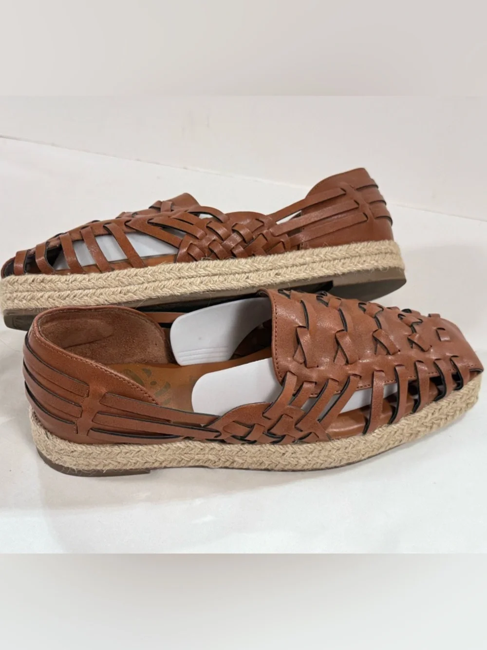 SAM & LIBBY Brown Woven Leather Espadrille Flats size 7
